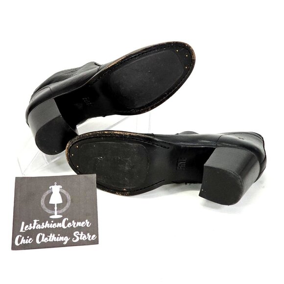 Frye Women’s Black Leather Nora Zip Short Ankle Block Heel Boot Size 9B 1778 - Picture 7 of 16